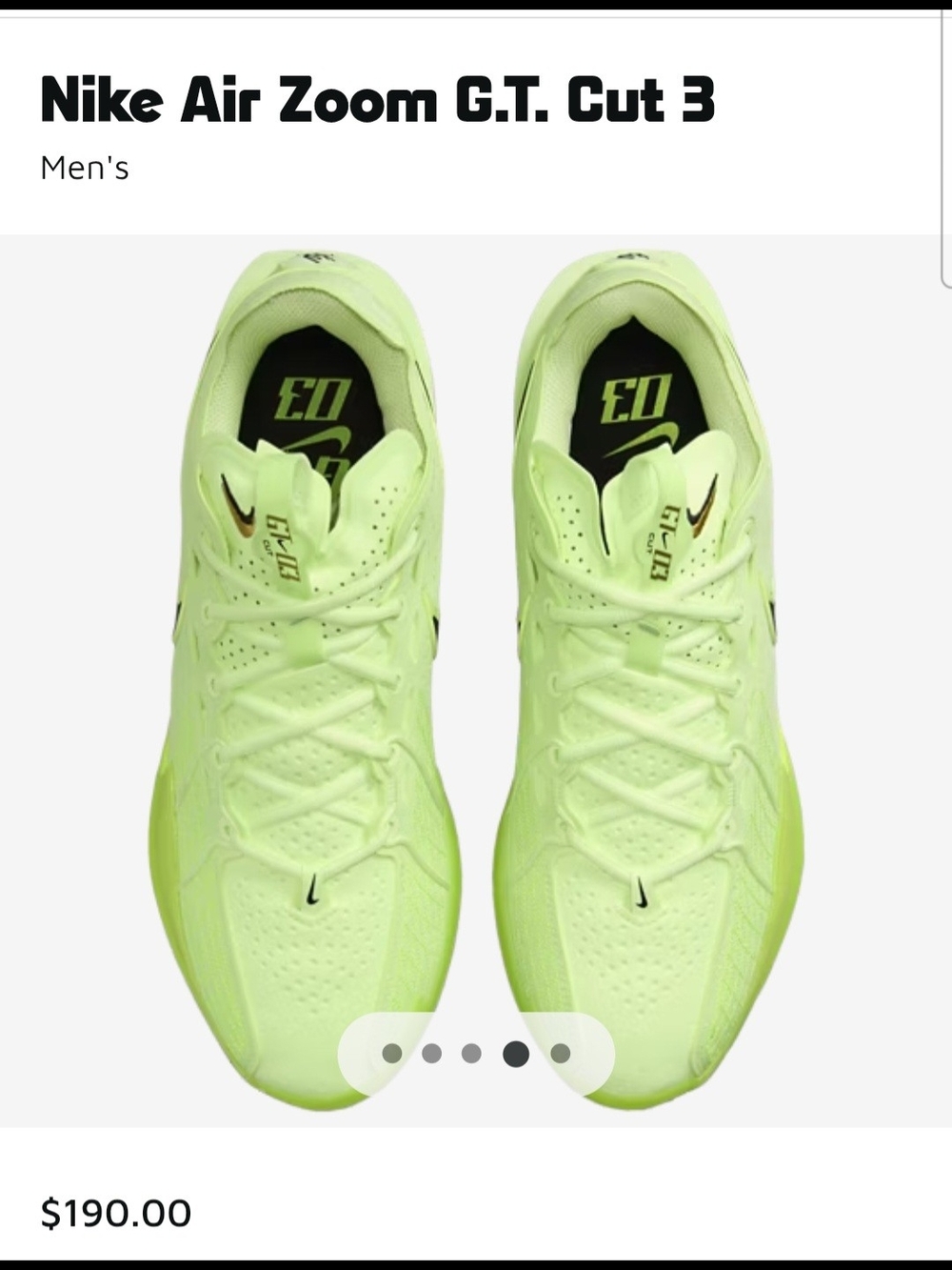 Nike Air Zoom G.T. Cut 3 Neon Green Men's Running Shoes